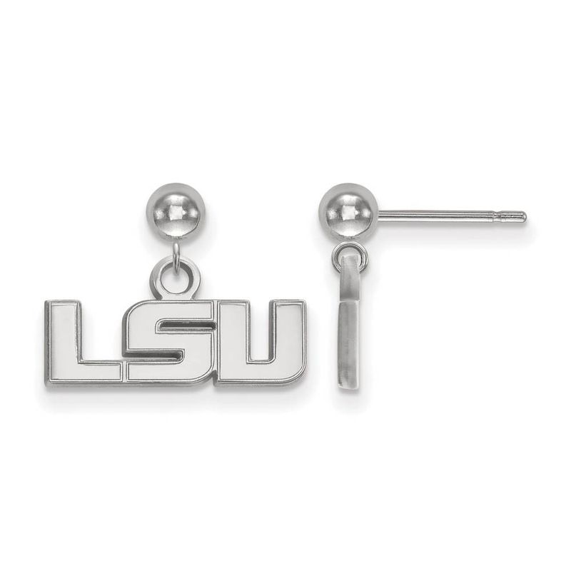 Sterling Silver Louisiana State University Ball Dangle Earrings